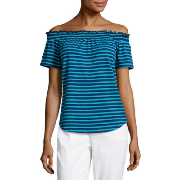 Liz Claiborne Short Sleeve Stripe T-Shirt - Picture 3 of 4